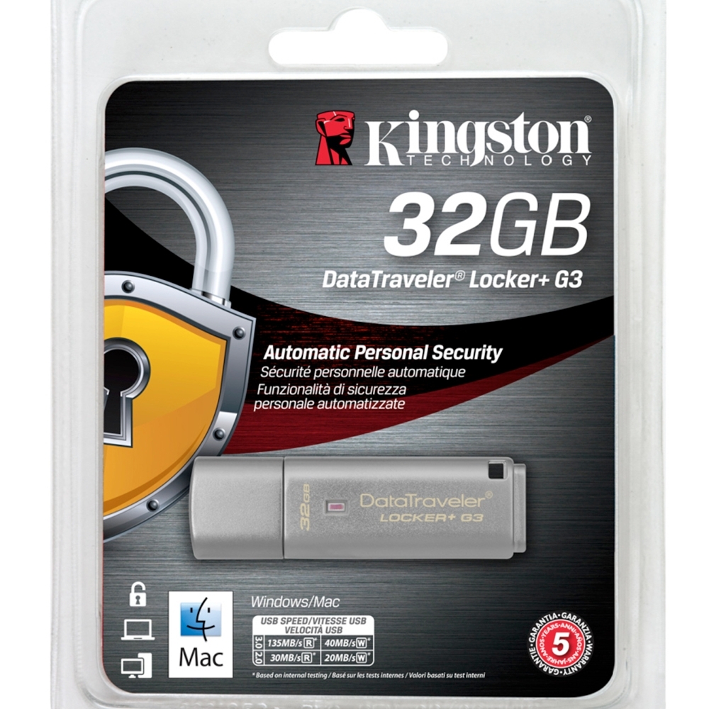 金士頓 Kingston DataTraveler Locker+G3 USB3.0 32G 加密隨身碟 DTLPG3/32GB
