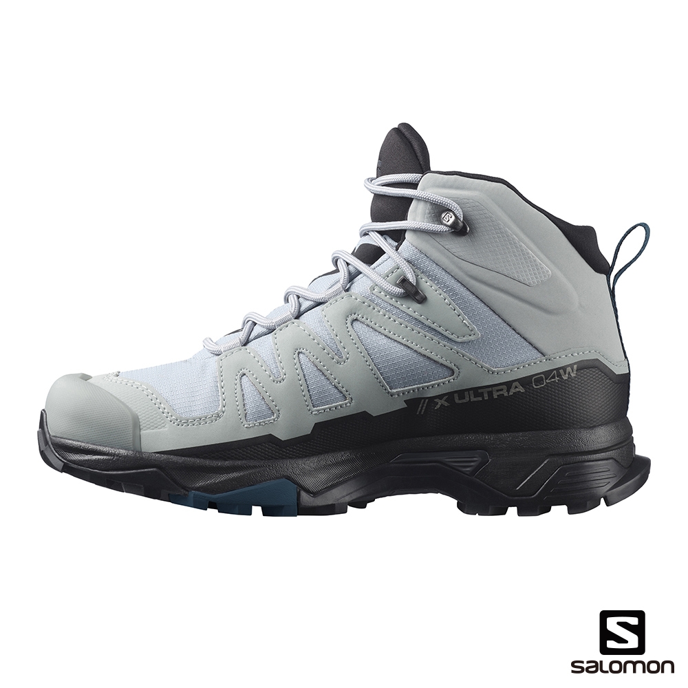 官方直營 Salomon 女 X ULTRA 4 Goretex 中筒登山鞋 寬楦 深礦灰/黑/藍 | 登山鞋 | Yahoo奇摩購物中心