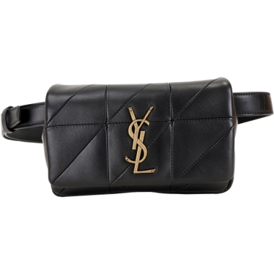 YSL Saint Laurent JAMIE 羊皮絎縫胸肩背/腰包(黑色)