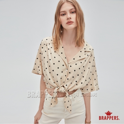 BRAPPERS 女款 西裝領綁帶短版襯衫-淺卡其