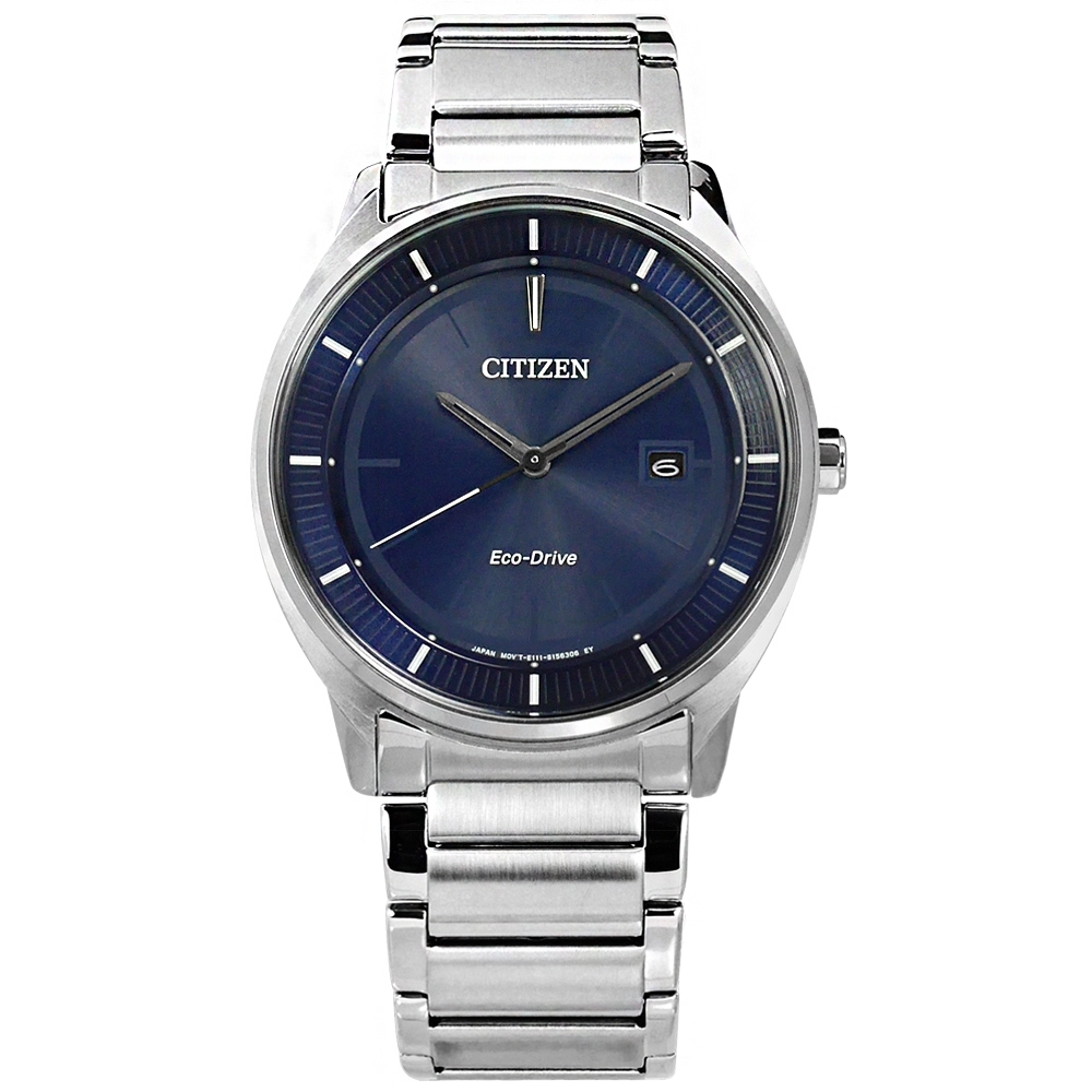 CITIZEN 光動能 簡約時尚 日期 不鏽鋼手錶(BM7400-80L)-藍色/40mm