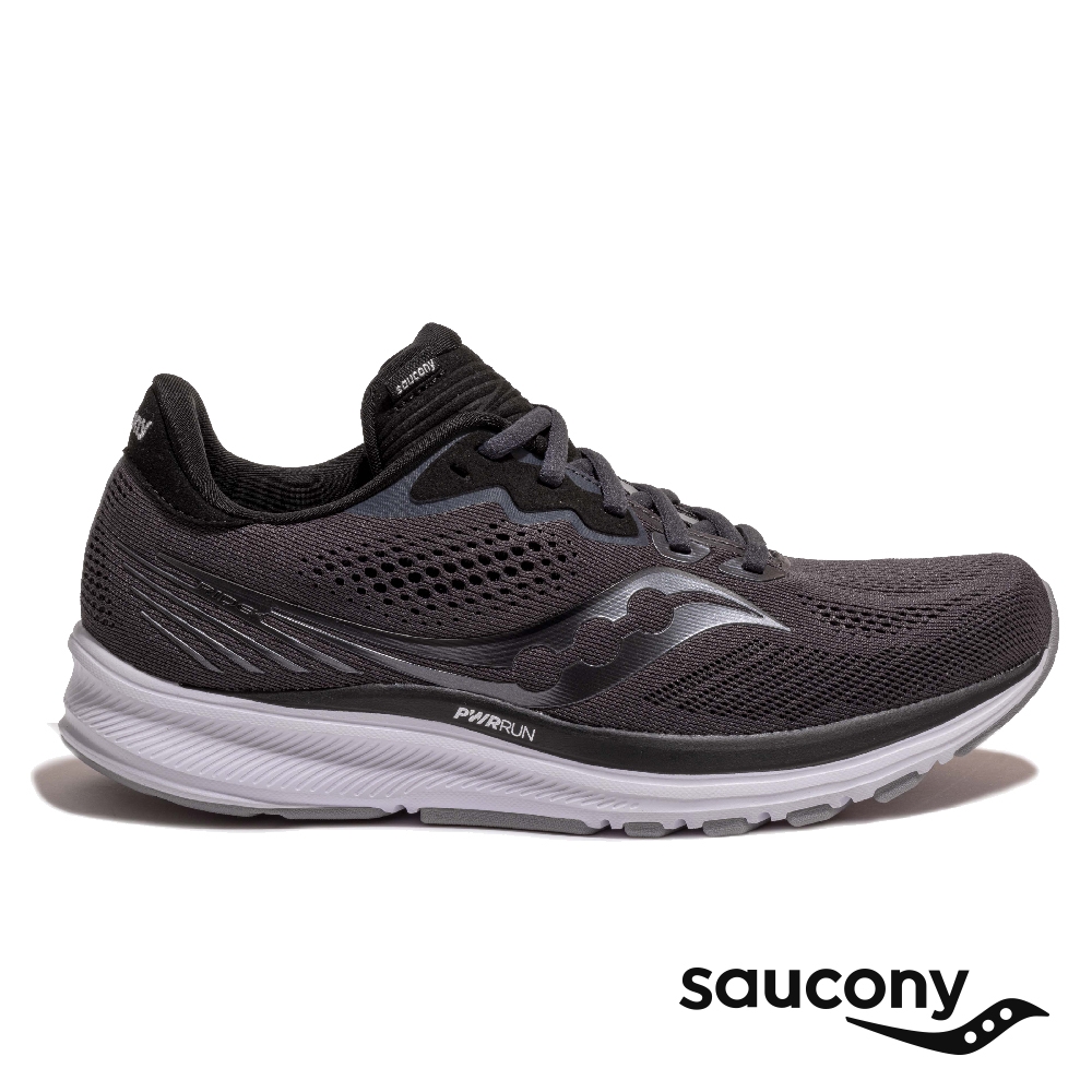 【SAUCONY 索康尼】慢跑鞋/運動鞋/休閒鞋/女鞋 緩衝避震 原廠貨 Ride 14(黑/白-SCS10651-45)