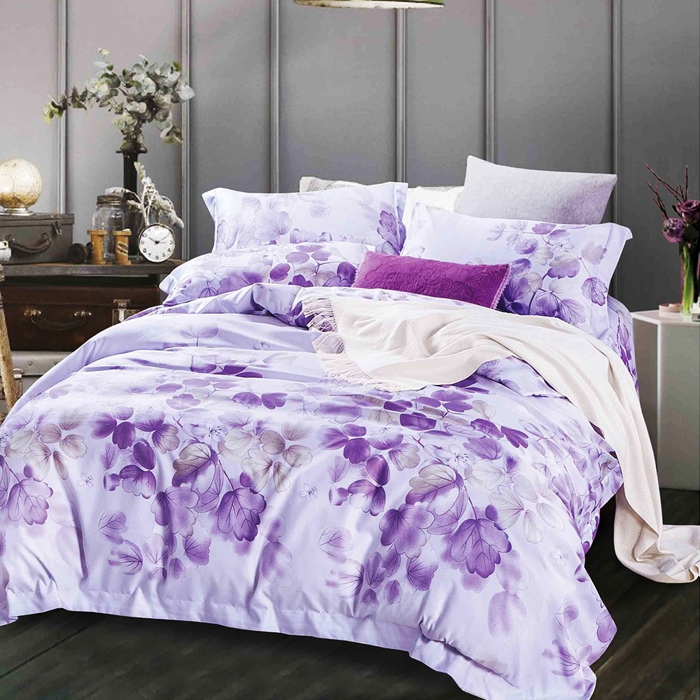 Saint Rose 陌上開花-紫 特大天絲+3M專利吸濕排汗 枕套床包三件組