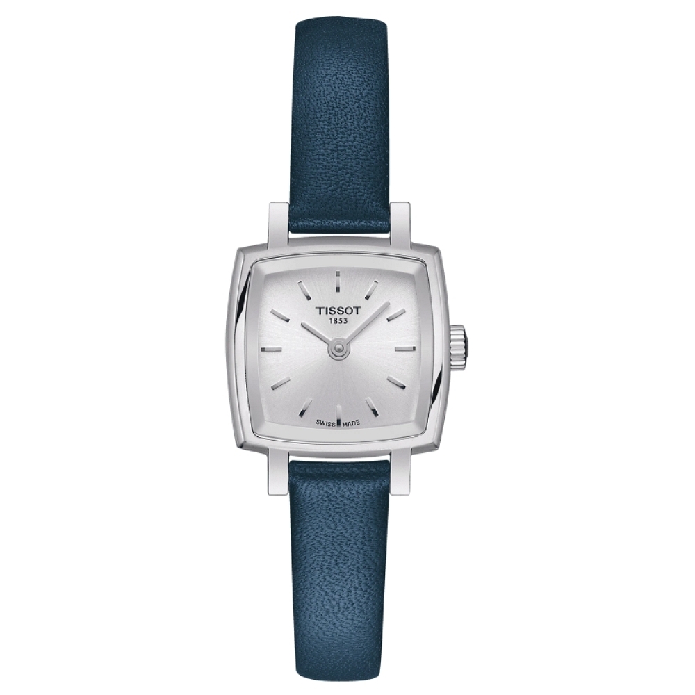 TISSOT 天梭 LOVELY SQUARE動人心弦女裝腕錶/銀x藍/20mm/T0581091603100