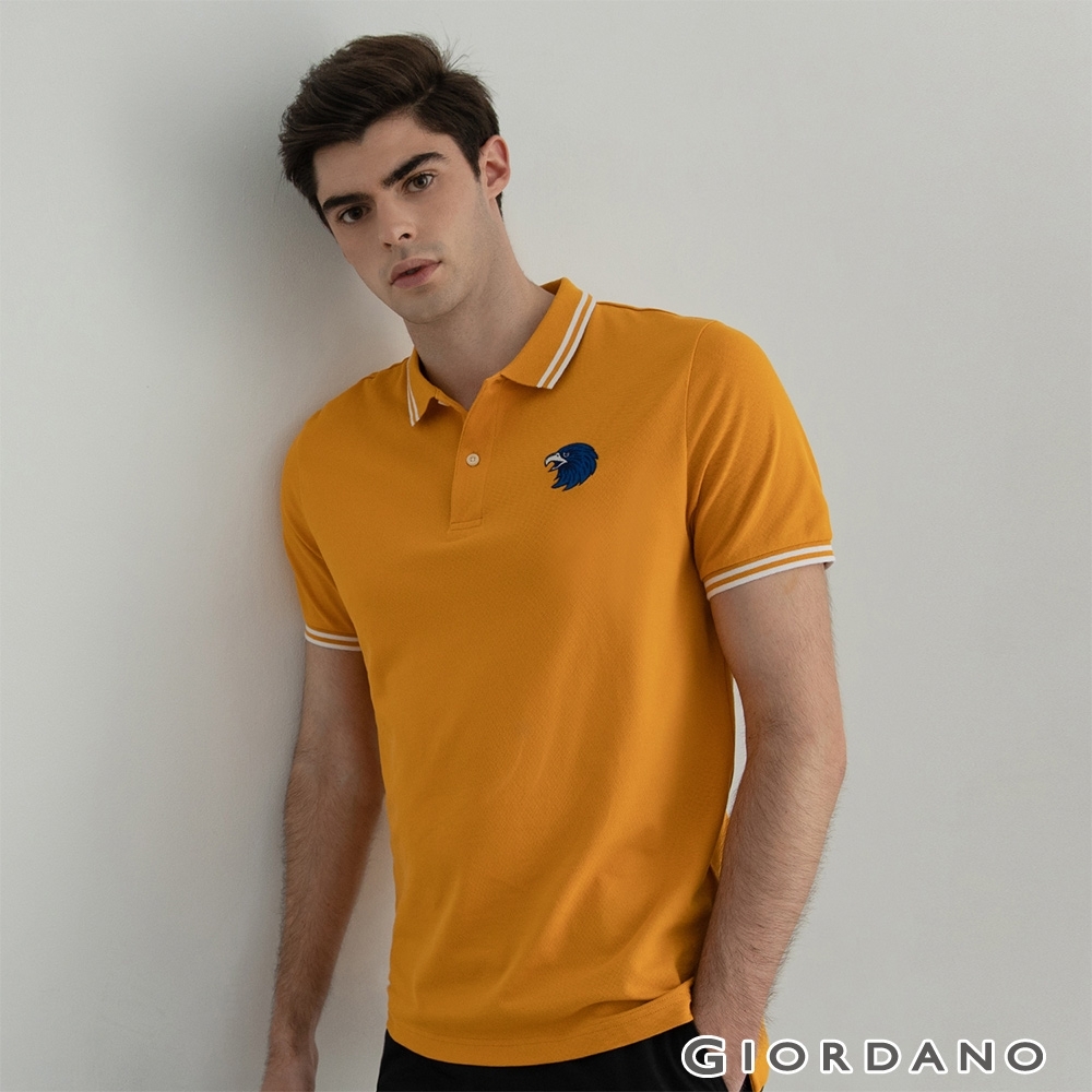 GIORDANO  男裝素色老鷹刺繡POLO衫 - 03 向日葵黃