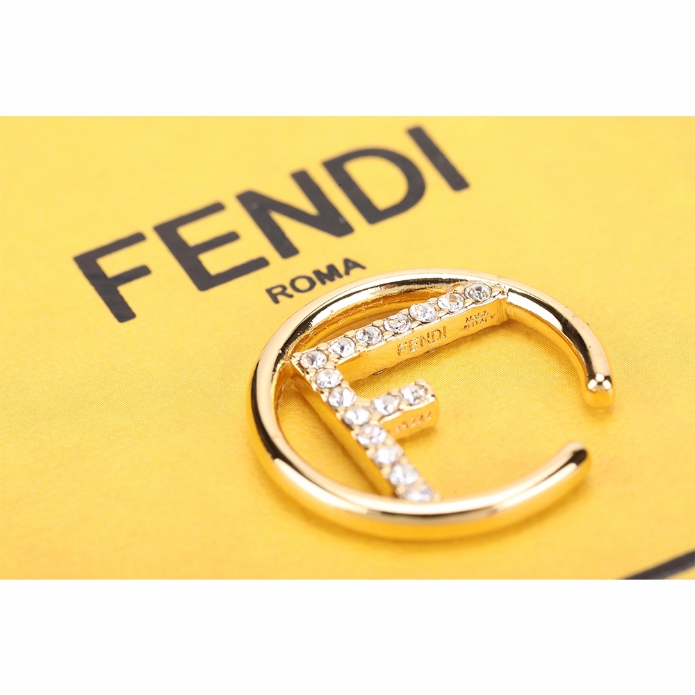 FENDI F Is Fendi 品牌字母金色水鑽耳骨夾/耳扣(單只)