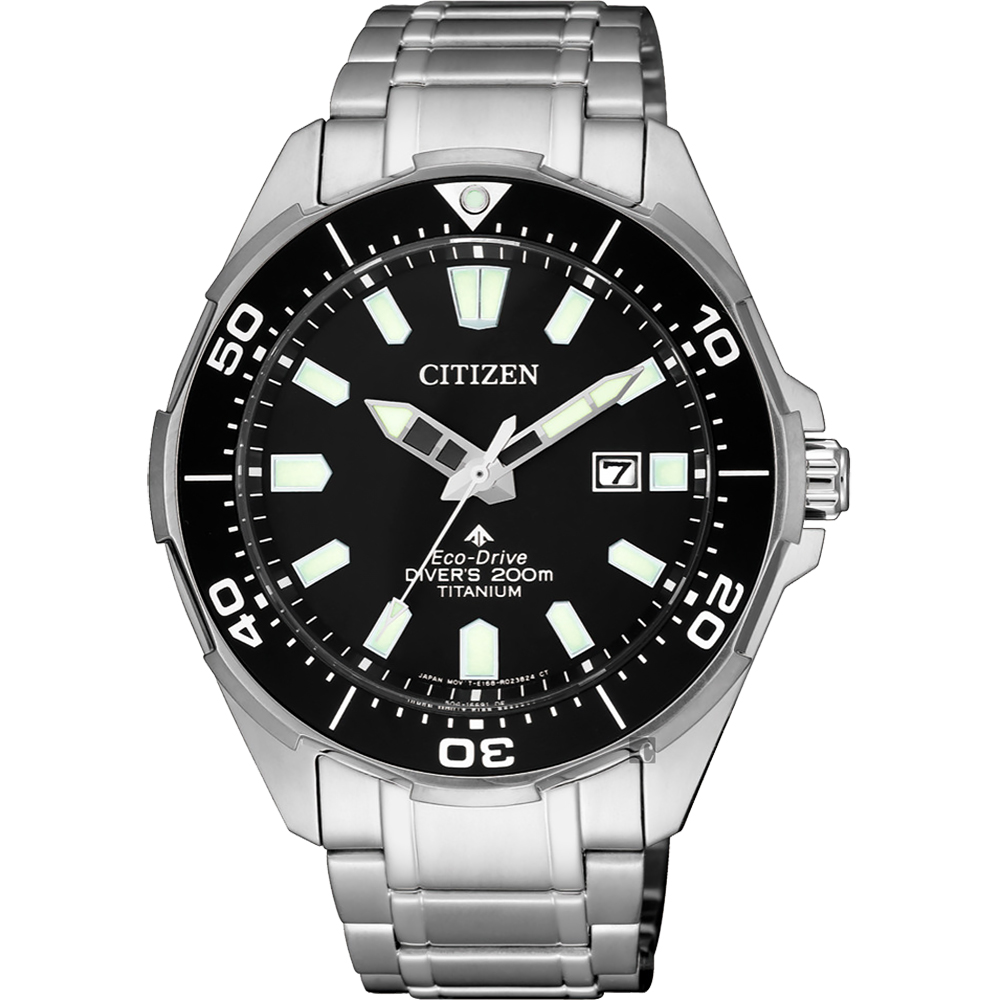 CITIZEN 星辰 PROMASTER 鈦 光動能200米潛水錶-黑x銀/43.5mm BN0200-81E