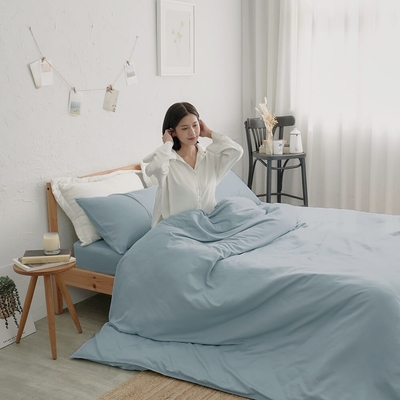 BUHO 天絲萊賽爾3.5尺單人床包枕套組(月白藍)