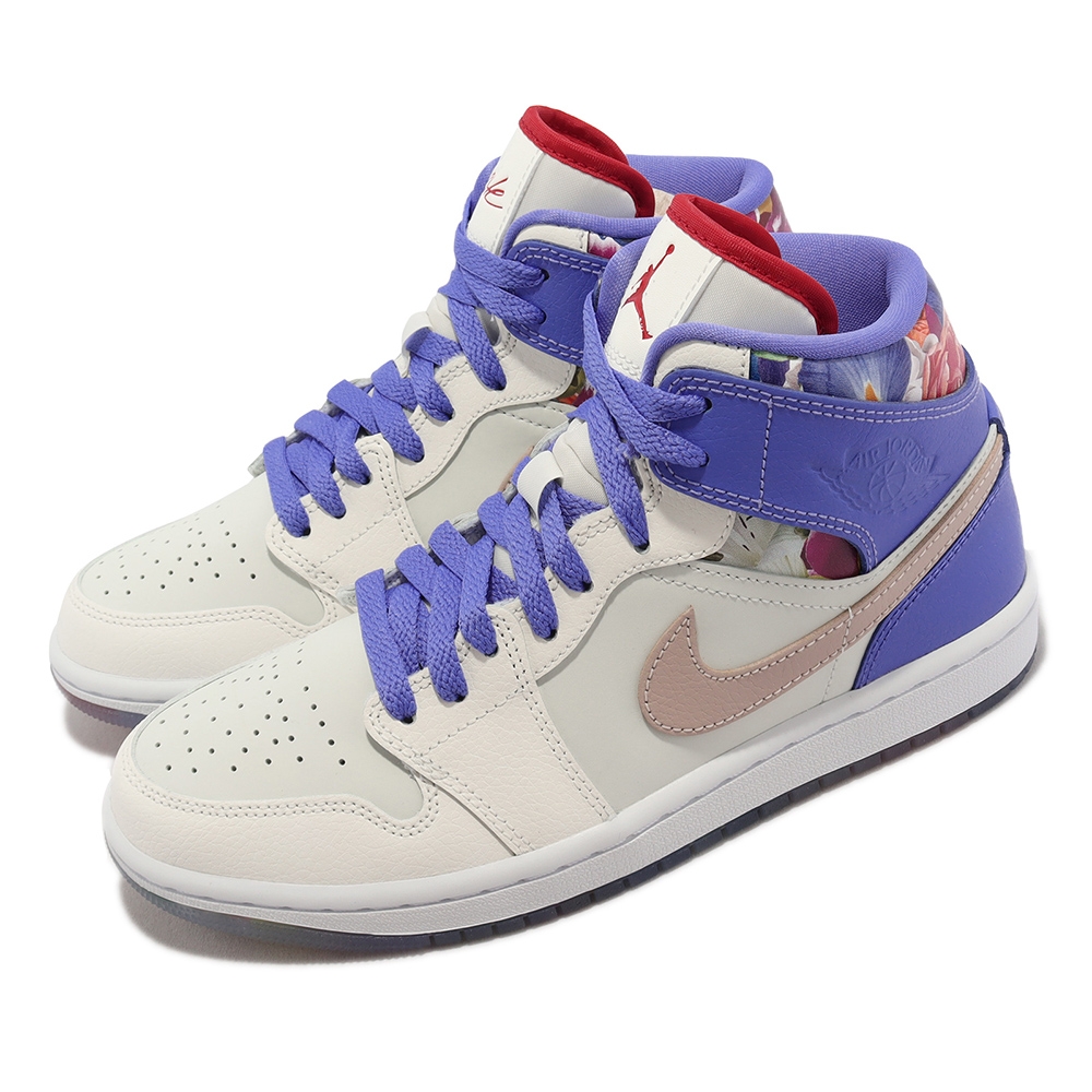 Nike Wmns Air Jordan 1 Mid SE 白紫女鞋男鞋情人節花卉休閒鞋FD4331