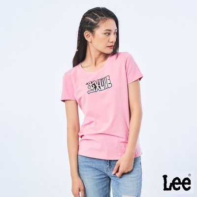 Lee 女款 粉彩漸層LOGO短袖圓領T恤 夢幻粉｜X-LINE