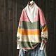 輕柔質感彩虹條紋針織衫V領套頭毛衣寬鬆上衣-設計所在 product thumbnail 1