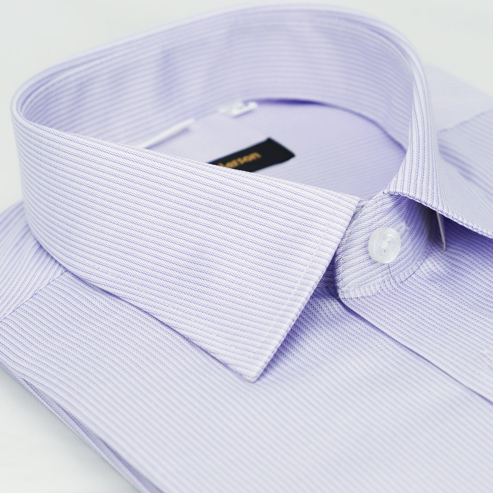 金安德森 紫色條紋窄版短袖襯衫fast