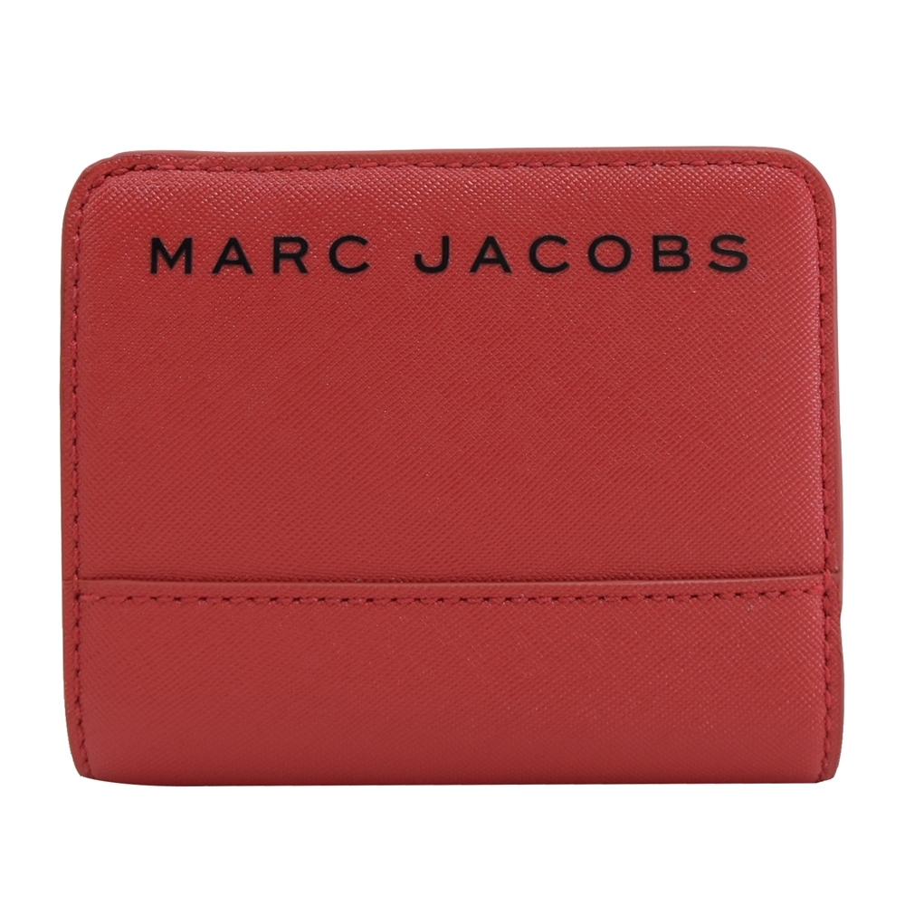 MARC JACOBS 經典LOGO防刮牛皮釦式零錢短夾(紅)