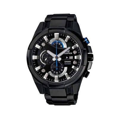 CASIO EDIFICE系列 光速逆轉勝三眼賽車運動錶-藍x黑-EFR-540BK-1AVUDF-45mm