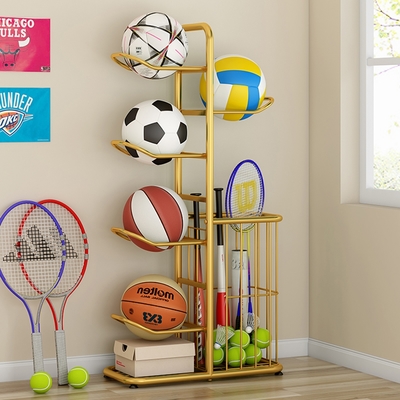【索爾諾】多功能家用室內兒童球類置物籃球足排球擺放收納架（收納筐/置物架/球架/收納籃）