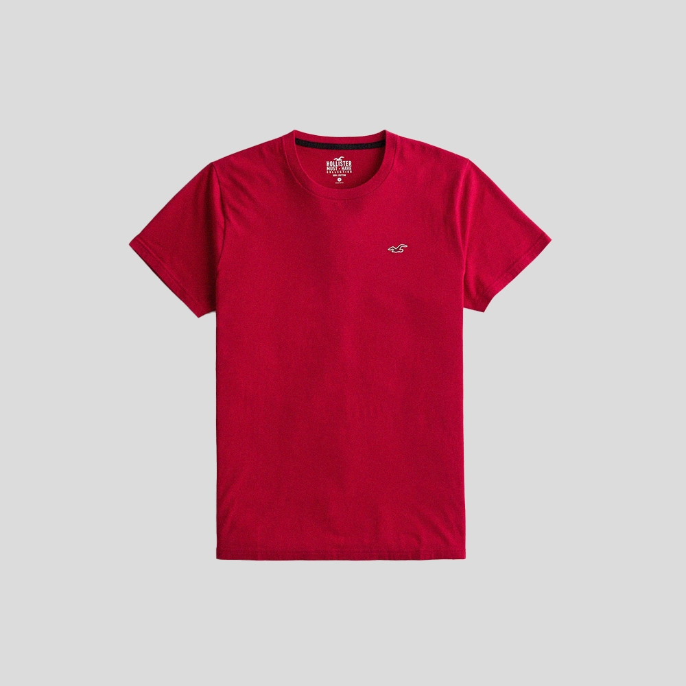 Hollister 海鷗 HCO 熱銷刺繡海鷗素面短袖T恤-紅色