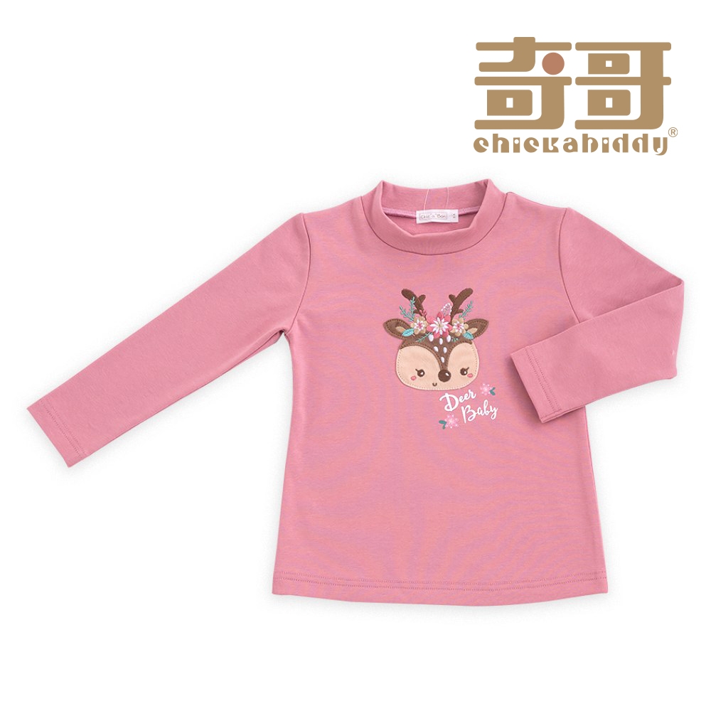 奇哥 Chic a Bon 動物方程式麋鹿高領衫/上衣-粉 (1-6歲)