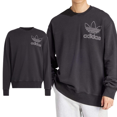 Adidas Outl Tref Crew 男款 黑色 國際碼 三葉草 大學T 上衣 運動 休閒 長袖 IU2350