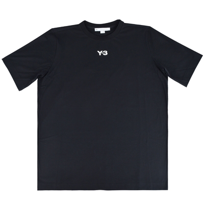 Y-3 CH1 SLEEVE 20週年紀念款白字LOGO後領20草寫設計純棉短袖T恤(男款/黑)