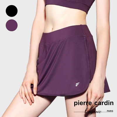 【pierre cardin 皮爾卡登女性內衣】雙層防走光彈力運動短裙-黑