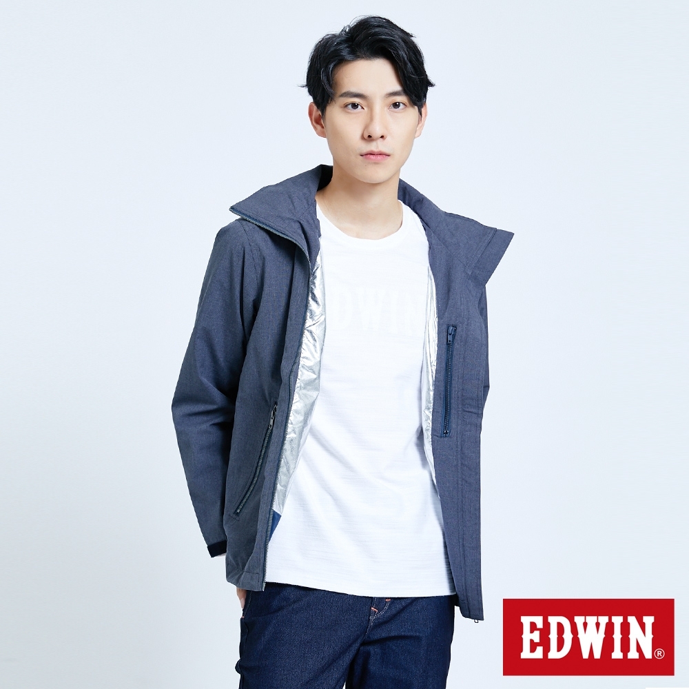 EDWIN 防潑水機能保溫 風衣外套-男-丈青