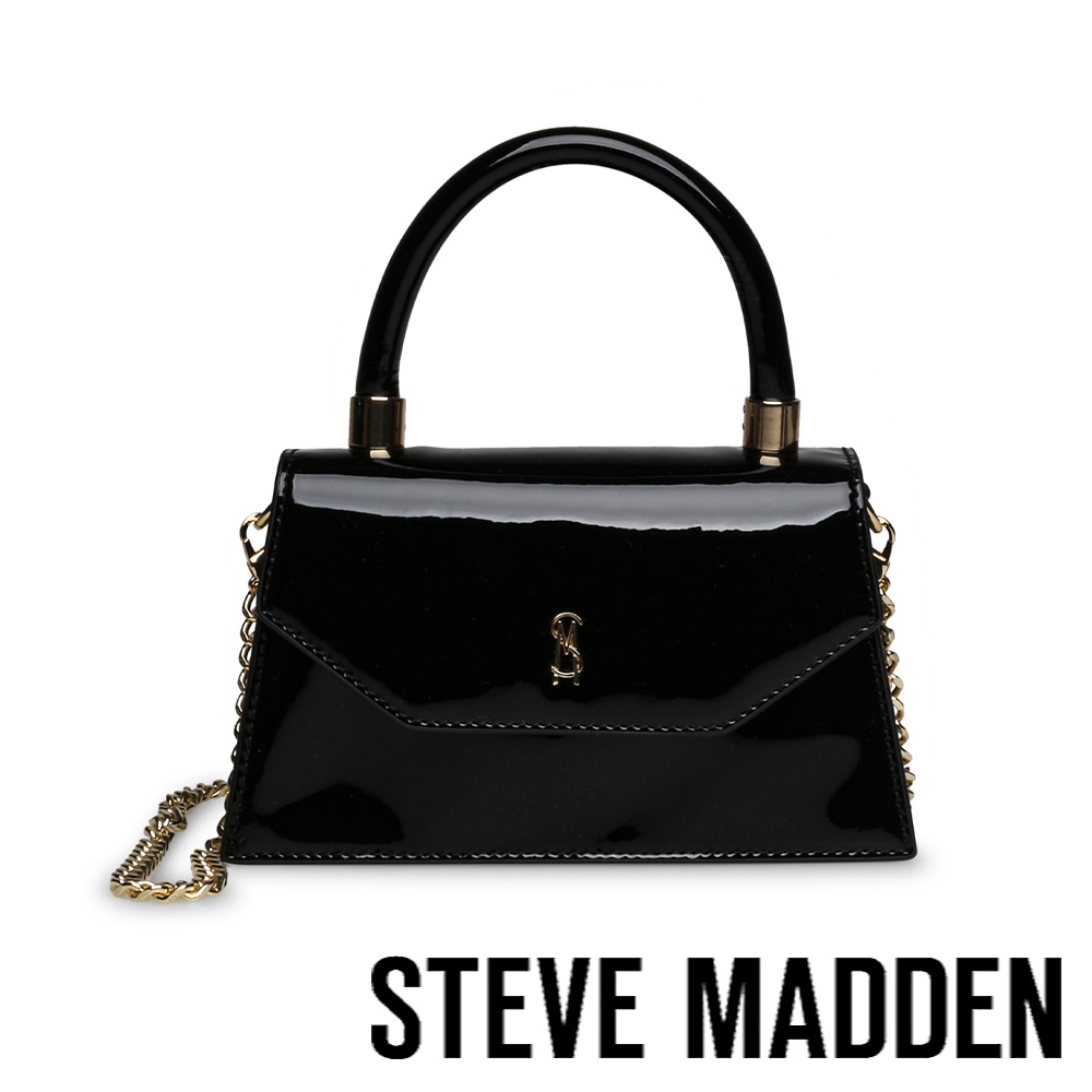 STEVE MADDEN-BATLEY 漆皮立體手提斜背包-黑色