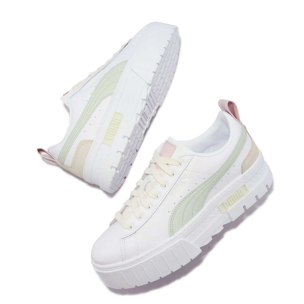 Puma 休閒鞋Mayze Luxe Wns 女鞋白淺綠嫩粉色基本款經典厚底增高