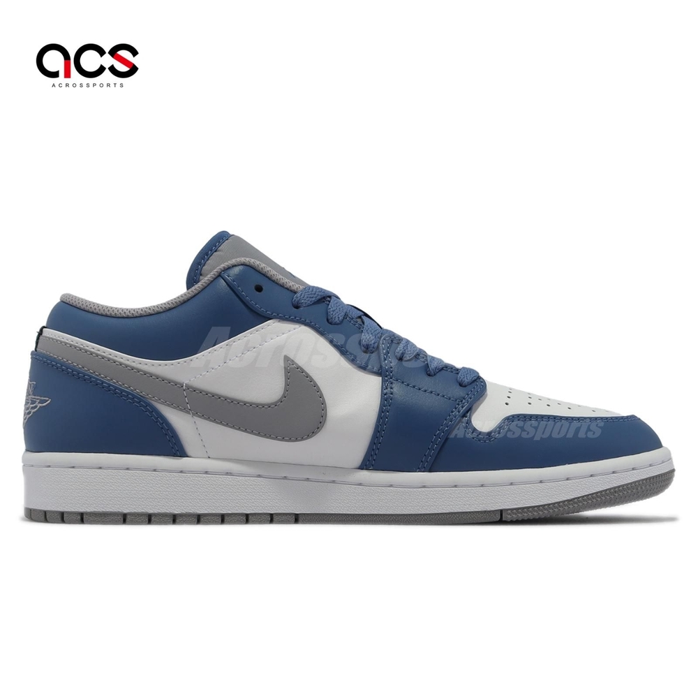 Nike Air Jordan 1 Low True Blue 男鞋藍灰白AJ1 休閒鞋喬丹553558-412