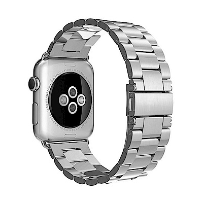 Apple Watch 不鏽鋼三珠蝶扣錶帶-贈拆錶器(星空銀-38mm)