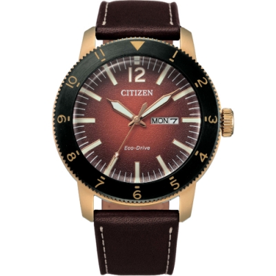 CITIZEN 星辰 GENTS系列盛夏之芯光動能小牛皮時尚腕錶 (AW0079-13X)43mm