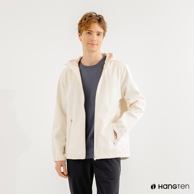 Hang Ten男裝-恆溫多功能-貼合網布 防輕潑水衝鋒外套(米白色)