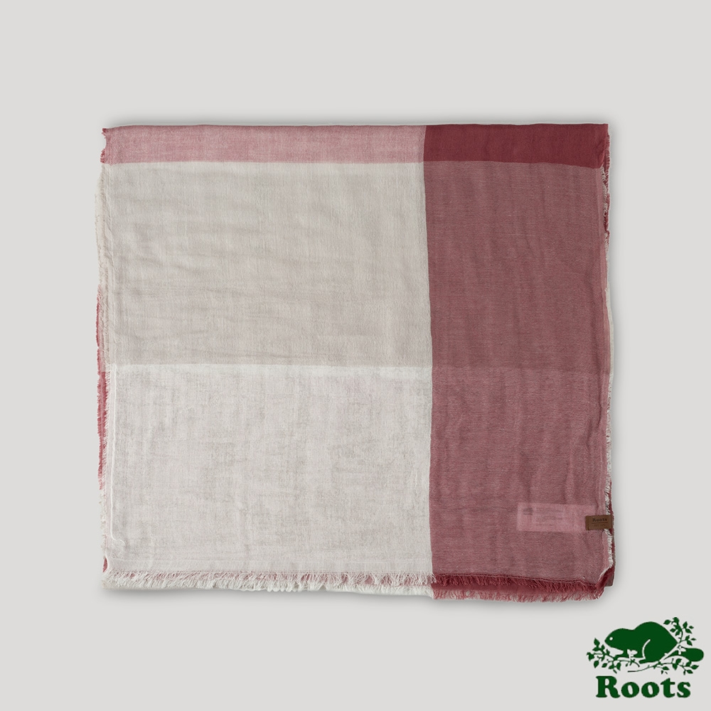 Roots 配件- 心靈平衡系列 撞色平織圍巾-粉色