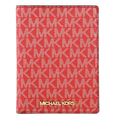 MICHAEL KORS GIFTING經典MK印花護照夾短夾(紅)