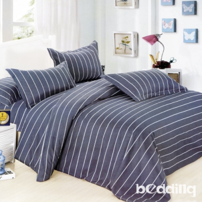 BEDDING-活性印染5尺雙人薄床包三件組-藍色格調