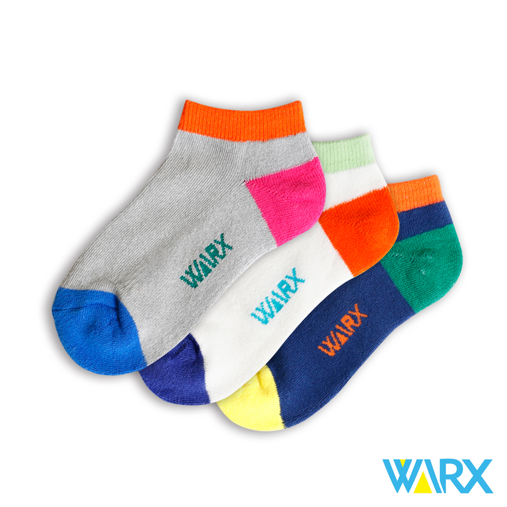 WARX除臭襪 抗菌機能撞色船型童襪6入組 S號18-21cm