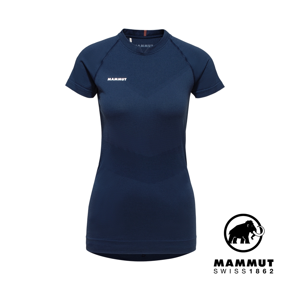 【Mammut長毛象】 Trift T-Shirt W 羊毛混紡短袖排汗衣 女款 海洋藍 #1017-03490