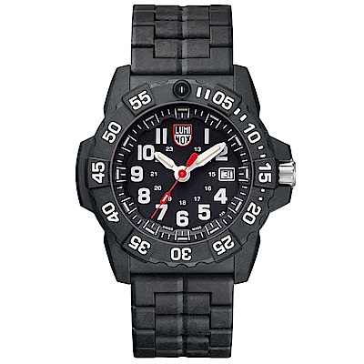 LUMINOX NAVY SEAL 3500海豹2代碳纖維鏈帶腕錶-黑x白時標45MM