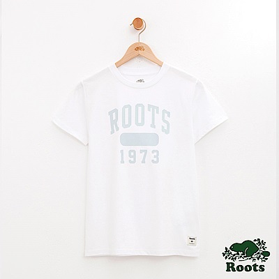 女裝-Roots 拱形LOGO短袖T恤-白