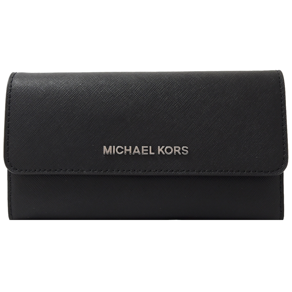 MICHAEL KORS Jet Set 防刮牛皮三折長夾(黑)