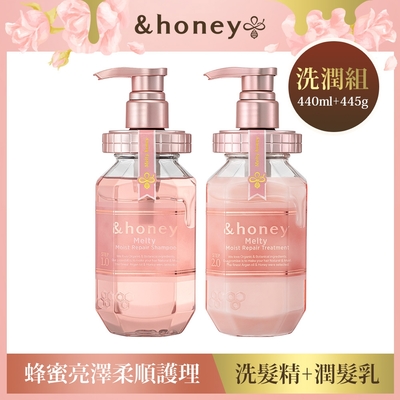 honey 蜂蜜亮澤柔順護理洗潤2入組 (洗髮精440mlx1+潤髮乳445gx1)