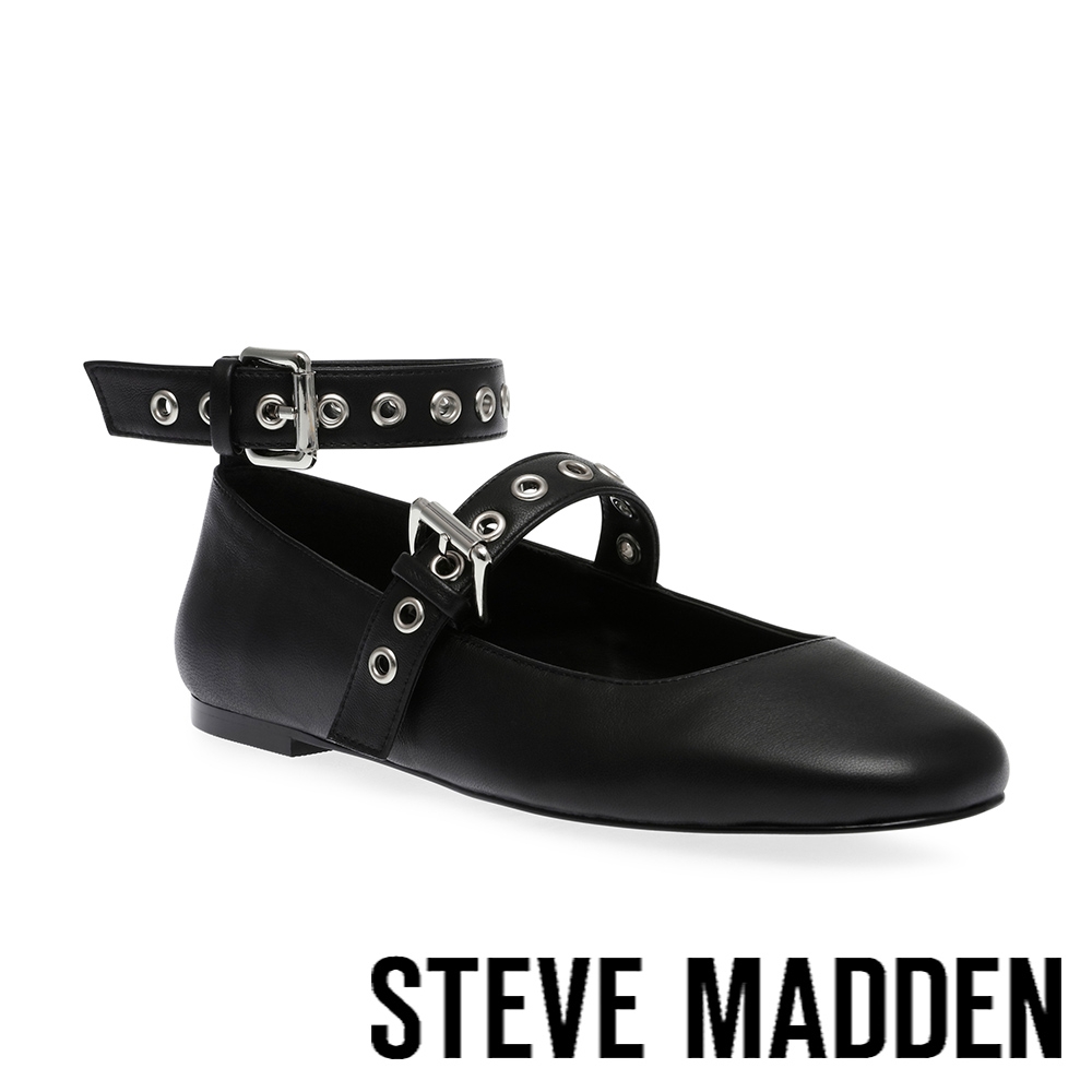 STEVE MADDEN-MACBETH 扣帶繞踝瑪莉珍鞋-黑色