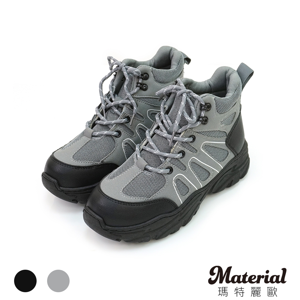 Material瑪特麗歐【全尺碼23-27】女鞋 靴子 MIT率性綁帶戰鬥短靴 T53007 (灰色)