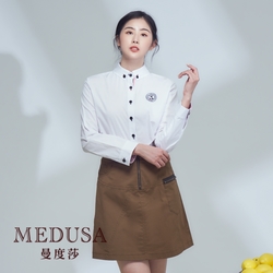 現貨【MEDUSA 曼度莎】海軍風條紋裡白襯衫（M-2L）｜女上衣 女襯衫 白襯衫