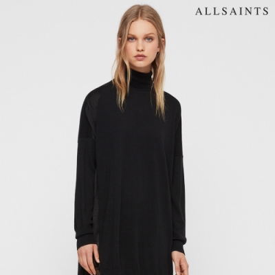 ALLSAINTS PAOLA 純棉素面拼接蕾絲短洋裝