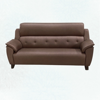 文創集 強森咖啡色耐磨皮革三人座沙發椅-193x82x97cm免組