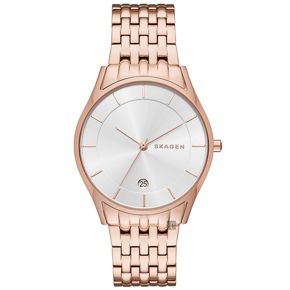 SKAGEN Hald 北歐風雅石英女錶(SKW2388)-銀x玫塊金/34mm