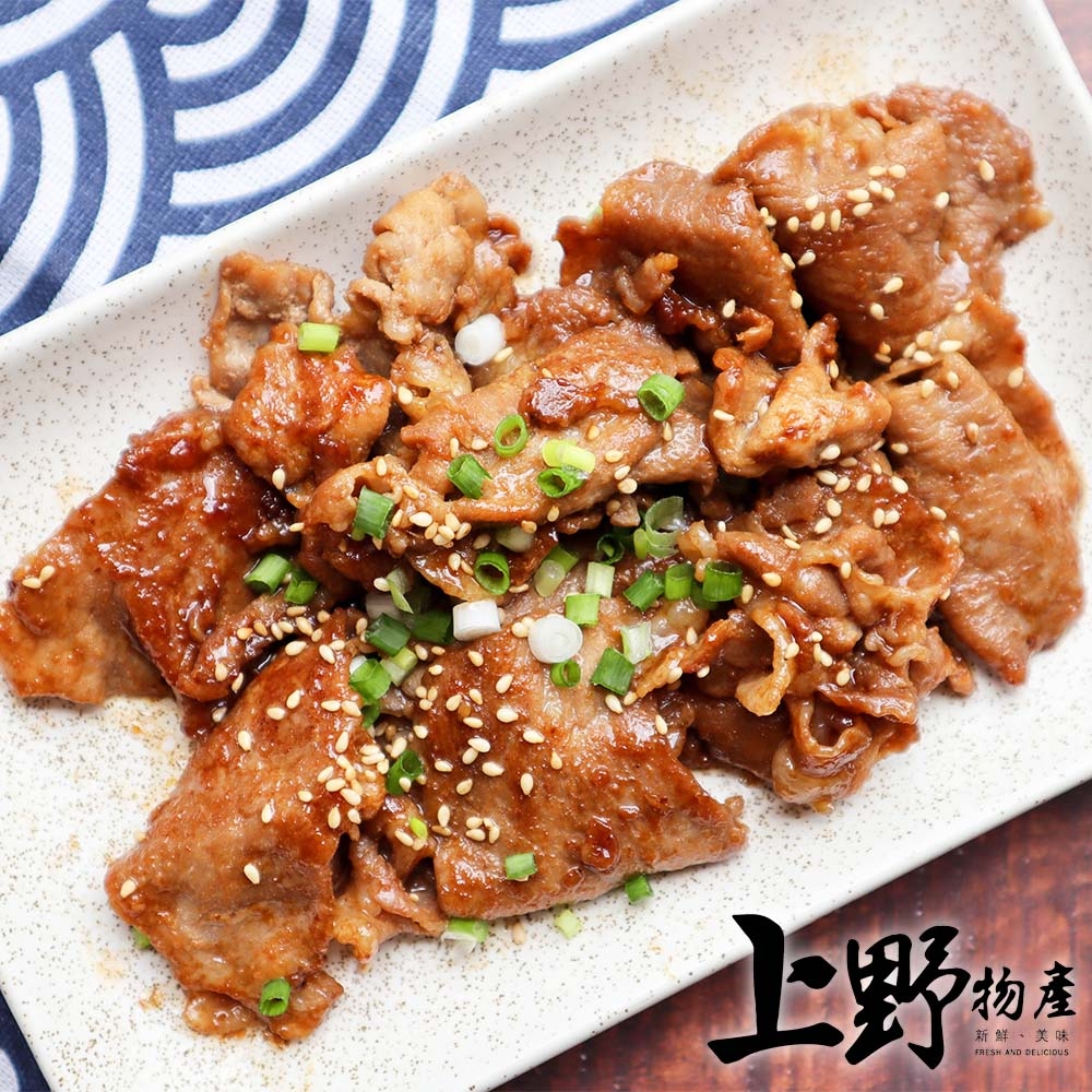 (任選)【上野物產 】照燒蜜汁醬台灣豬里肌燒肉片 (300g±10%/盒)x1盒 豬肉