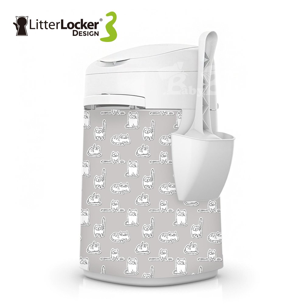 LitterLocker® Design 第三代貓咪鎖便桶 貓貼紙款▲有專利正品，才有鎖臭抗菌▲