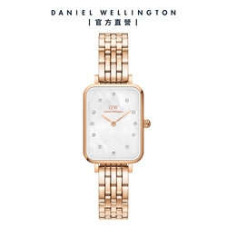 Daniel Wellington DW 手錶 Quadro Melrose Lumine 20X26 星辰貝母盤珠寶式錶鏈-白錶盤 DW00100620