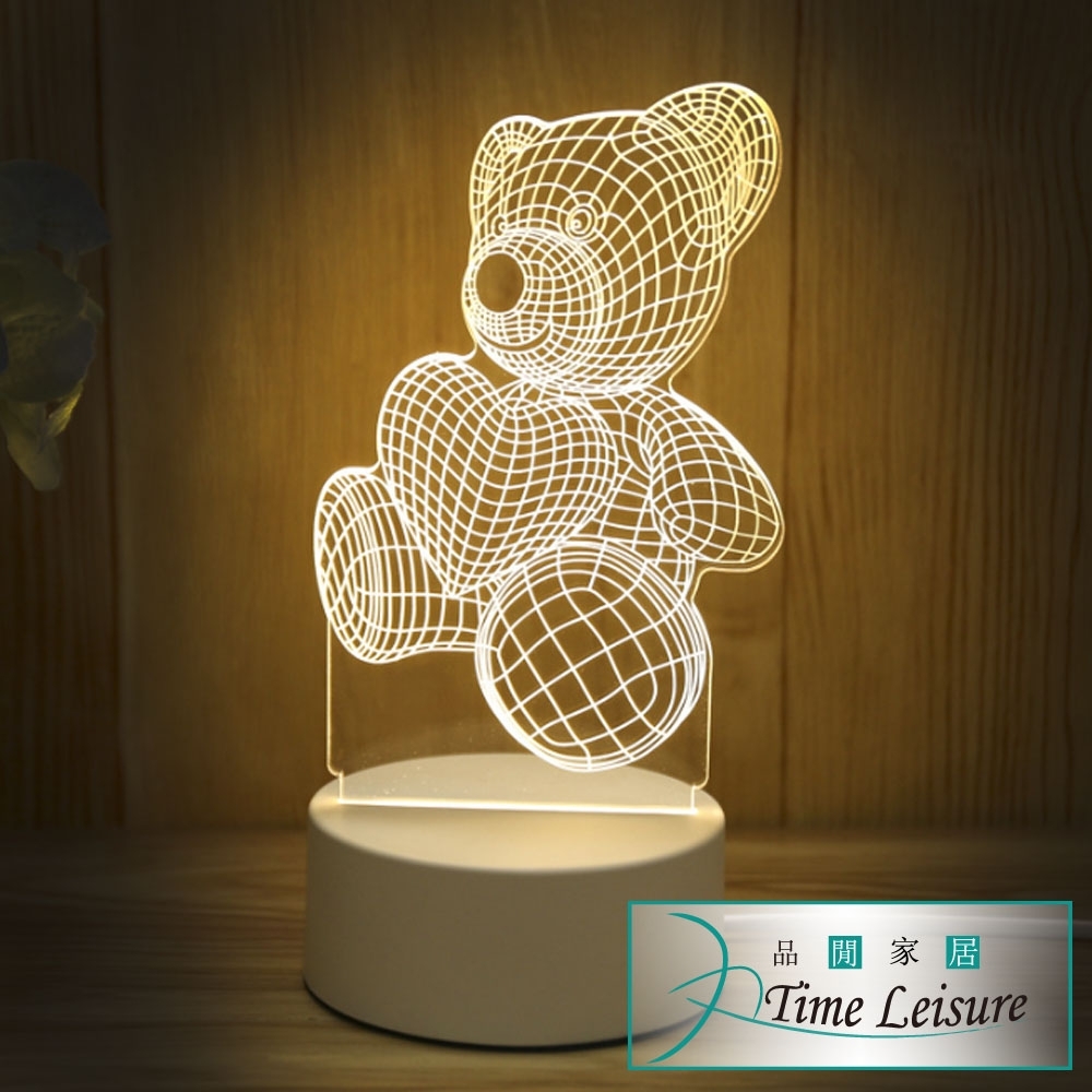 Time Leisure USB創意3D壓克力LED床頭小夜燈